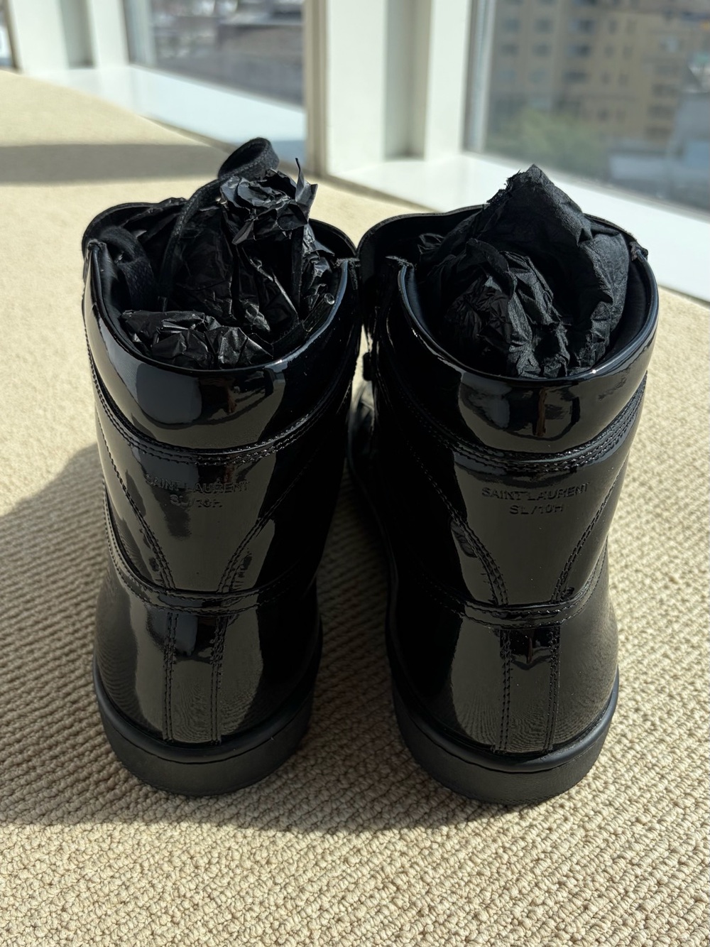 Saint Laurent SL/10H Black Patent Leather High-Top Sneakers (EU 42) - Picture 6 of 10